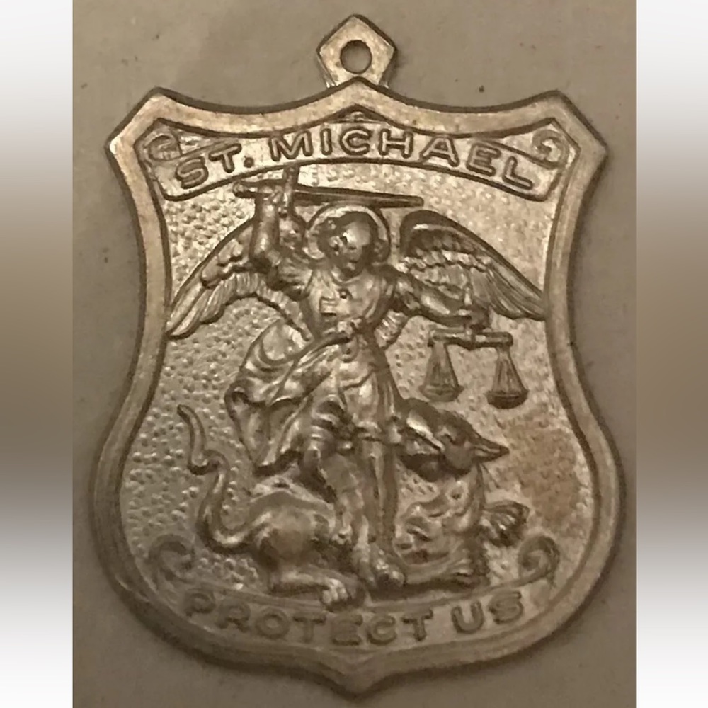 VTG Saint Michael -   Silver Filled Antique Religious 3D Charm Pendant -LAST ONE